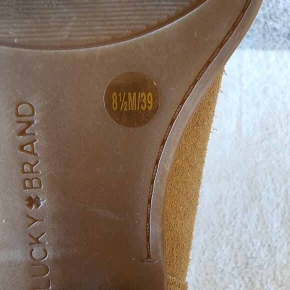 Lucky Brand Women's Freelia Leather Suede Ankle Zip Heel Booties Size 8.5M Taupe - Picture 7 of 7